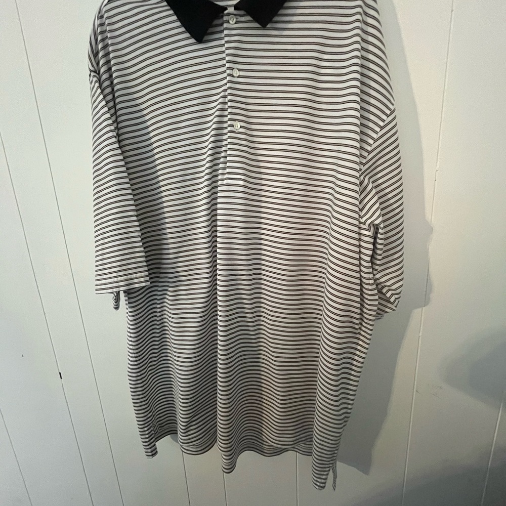 Fairway & Greene Polo Shirt Size XXXL Golf White Stripes Big and Tall